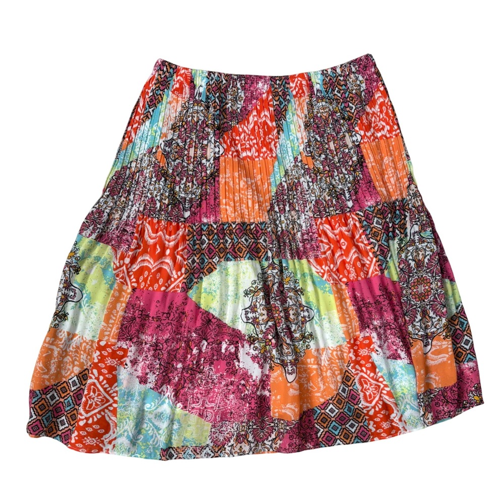 Patchwork Fairy Cottagecore Broomstick Eclectic Festival Skirt Orange Pink S
